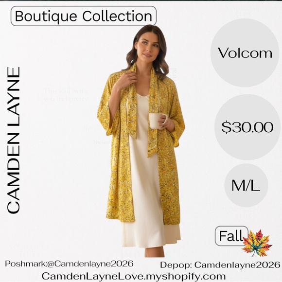 Volcom Mustard Floral Wrap - Picture 1 of 9